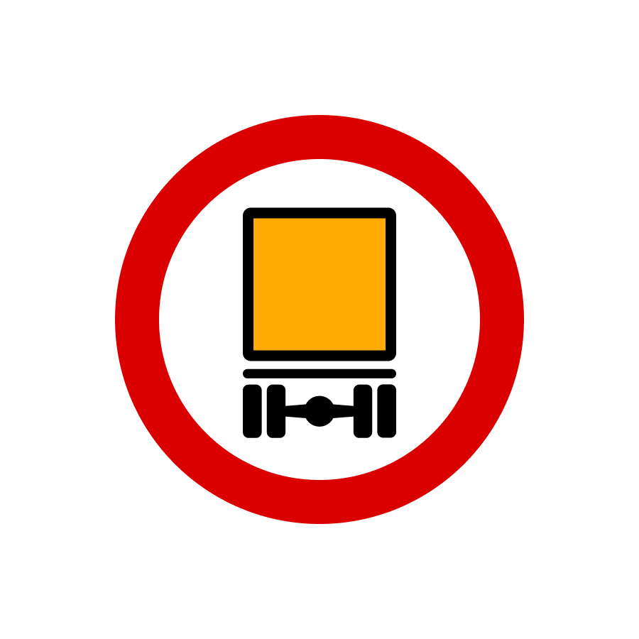 Знак 3.12 Рух транспортних засобів, що перевозять небезпечні вантажі, заборонено