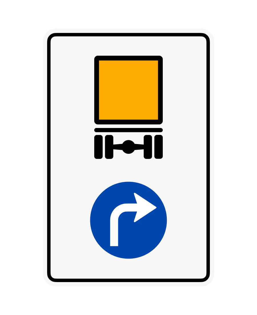 Знак 4.20.2 Напрямок руху транспортних засобів з небезпечними вантажами