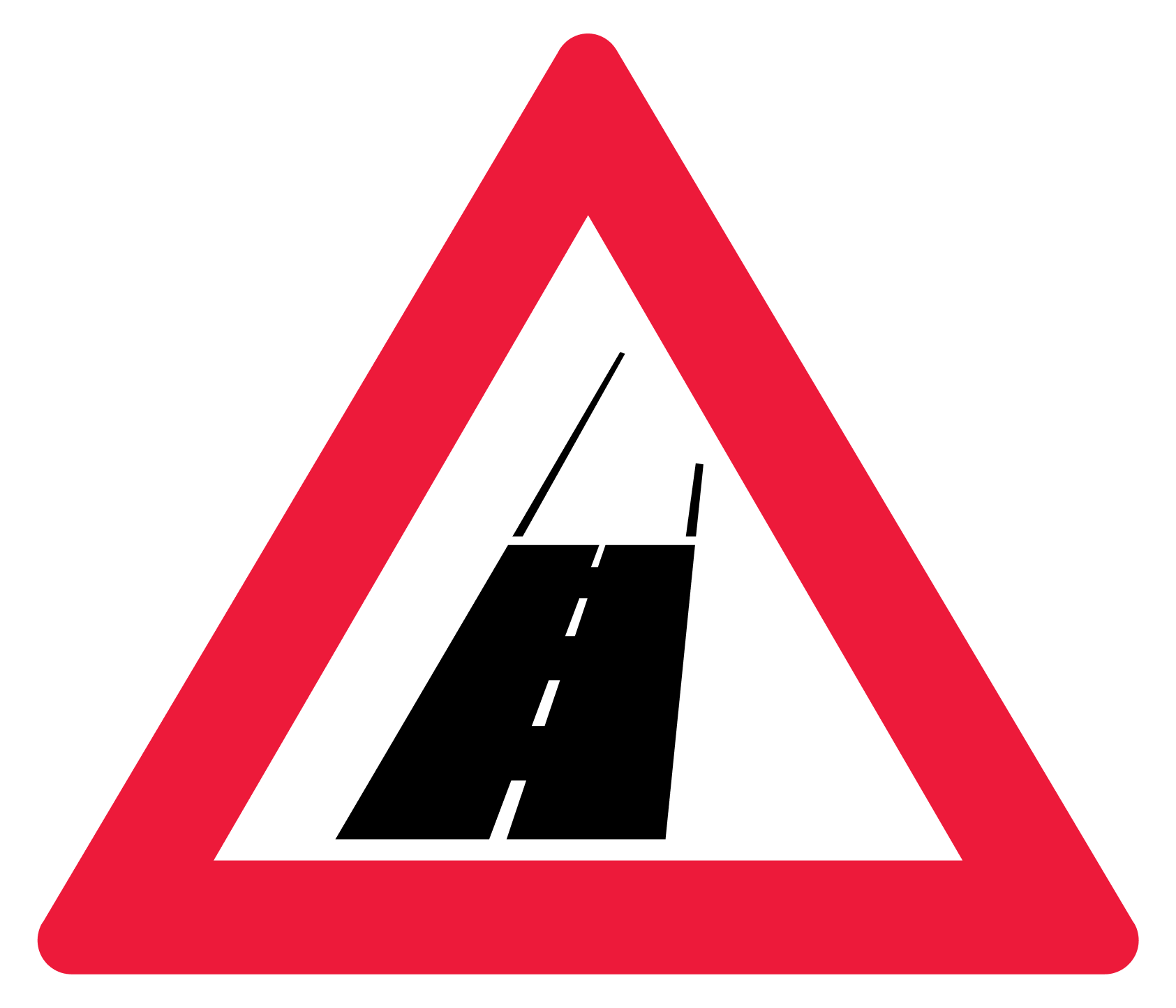 Латвійській дорожній знак 114 «Зміна покриття»